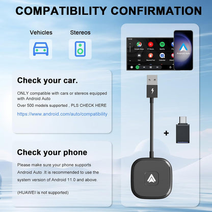 Android Auto Wireless Adapter for Wired Android Auto Cars | Converts Wired to Wireless, Easy Setup Plug & Play, Seamless Connection, Stable and Fast
