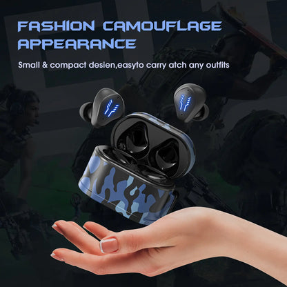 Mini Bluetooth Portable True Wireless Earbuds Modern Camo Audio Game Earphones Charging Case
