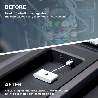Android Auto Wireless Adapter Plug and Play Car Dongle for Factory Wired Android Auto in All Cars - Low Latency and Easy to Install