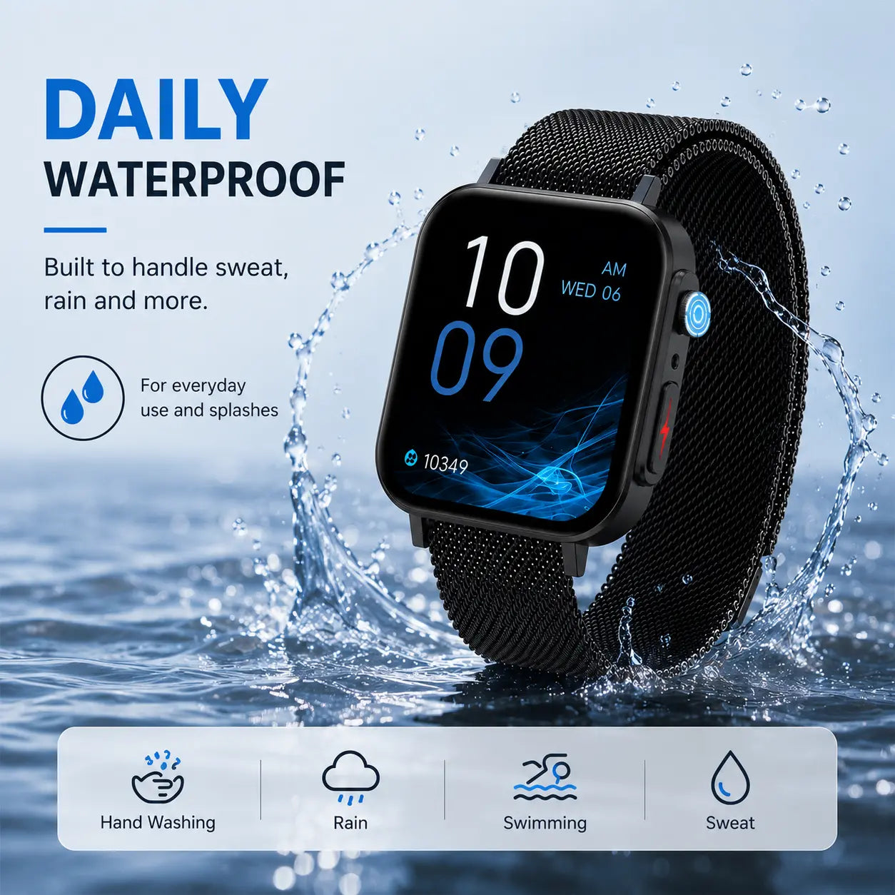 2.04" AMOLED Smart Watch – IP68 Waterproof, Bluetooth Calling, Fitness Tracker + Free Magnetic Mesh Steel Band