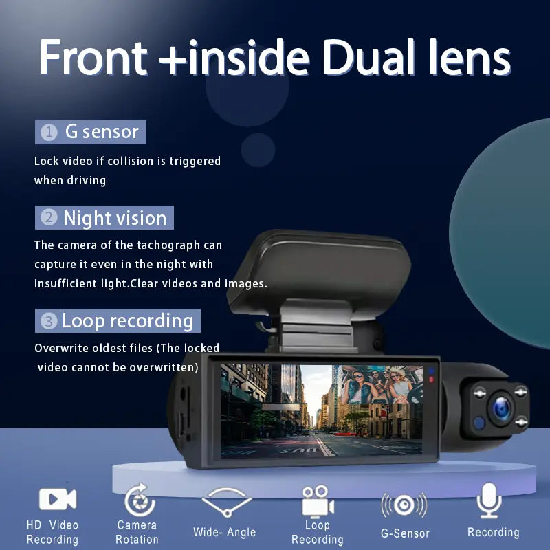Full HD 1080P Dual Camera Dash Cam 3.16 Inch IPS Screen Car Driving Recorder with IR Night Vision G Sensor Loop Recording Parking Monitor Wide Angle Lens Accident Evidence Car Camera 4K Dashcam for Safety 24 Hour Parking Mode Car Accessories Electronics C