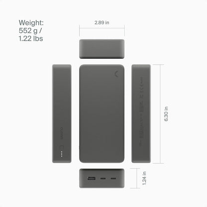 Portable Charger 30000Mah, Power Bank for Iphone, Samsung, Ipad & Laptops, 3 Ports (USB-A + 2× USB-C), Quick Charge & Power Delivery, up to 6 Phone Charges or 1 Laptop Charge, Graphite