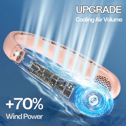Portable Neck Fan, 4000Mah Rechargeable, 360° Airflow, Hands Free Bladeless Wearable Fan, 2 Pack, Pink