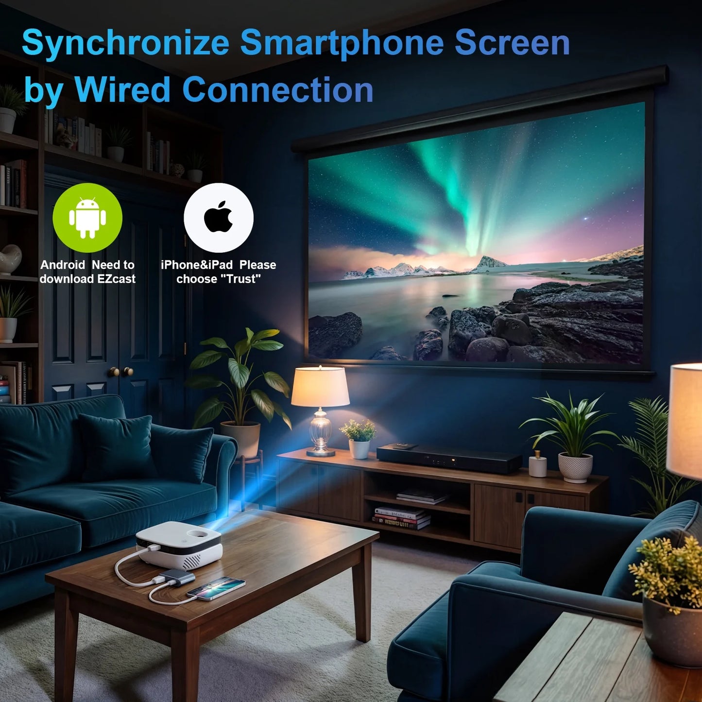 1080P Mini Projector with Bluetooth, Outdoor Movie Projector with Keystone Correction, up to 240'' Screen, Compatible with HDMI, TV Stick, Phone, PS5, USB for Home Theater & Gaming