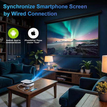1080P Mini Projector with Bluetooth, Outdoor Movie Projector with Keystone Correction, up to 240'' Screen, Compatible with HDMI, TV Stick, Phone, PS5, USB for Home Theater & Gaming