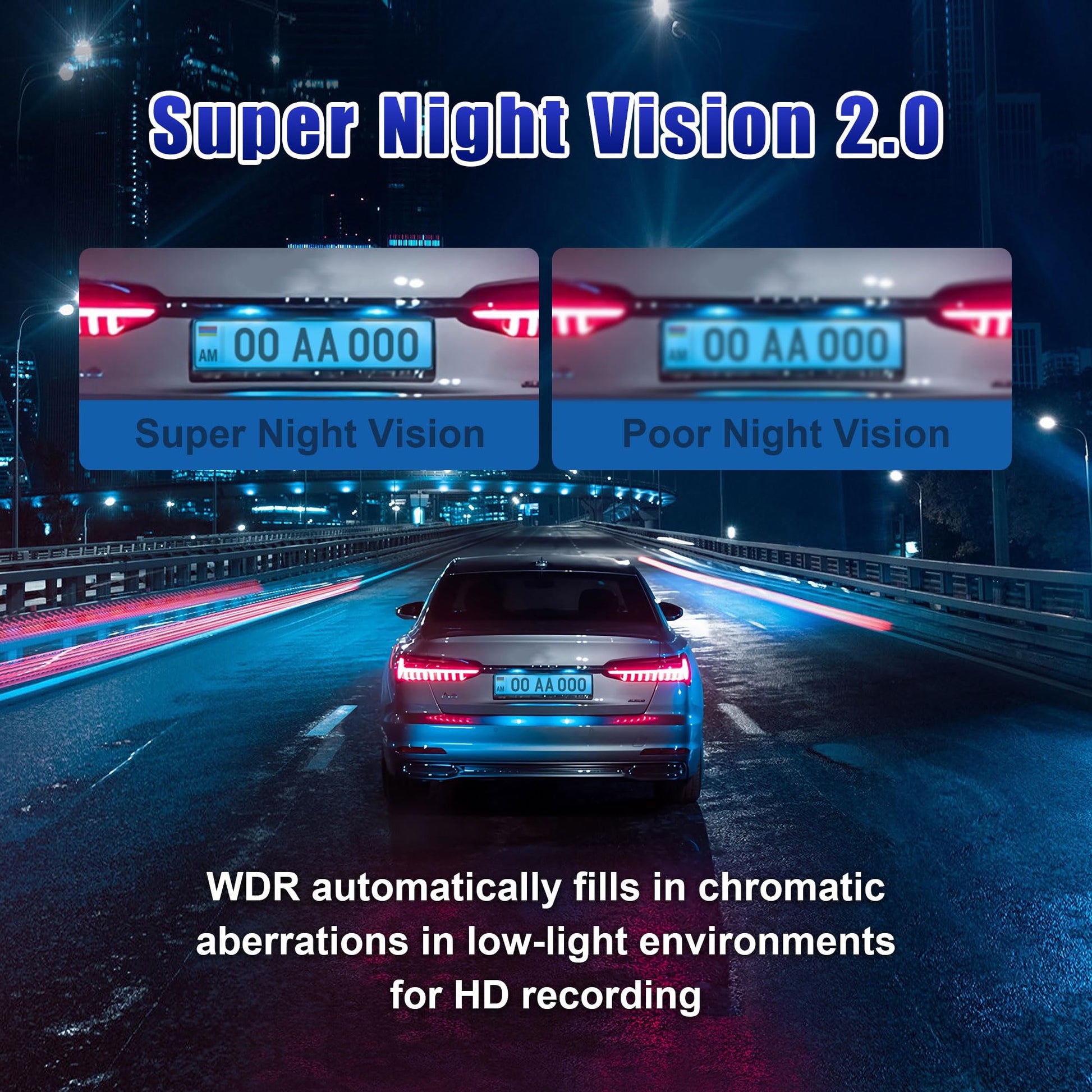 3 Channel Dash Cam, 4K+1080P Front/Rear/Inside Triple Car Camera with 32GB Card, Built-In G-Sensor & 2’’ IPS Display for Vehicles