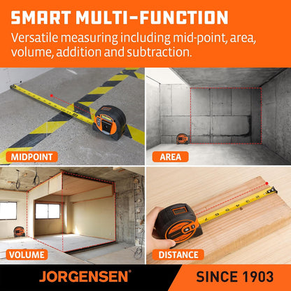 2-In-1 Laser Tape Measure, 135Ft Measuring Laser &16Ft Tape | 16 Ft Tape + 135 Ft Laser;2-In-1 Measurement;Backlit LCD Display;6 Measurement Modes;Magnetic Hook Design