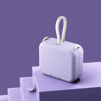 4000Mah Battery Pack Phone Holder Mini Power Bank Built-In Dual Cable Foldable Fast Charging Powerbank for All Iphone Android