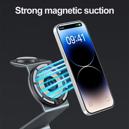 3 in 1 Wireless Charging Station Magnetic Aluminum Alloy Wireless Charger for Iphone 14/13/12 Series Fast Charging Stand