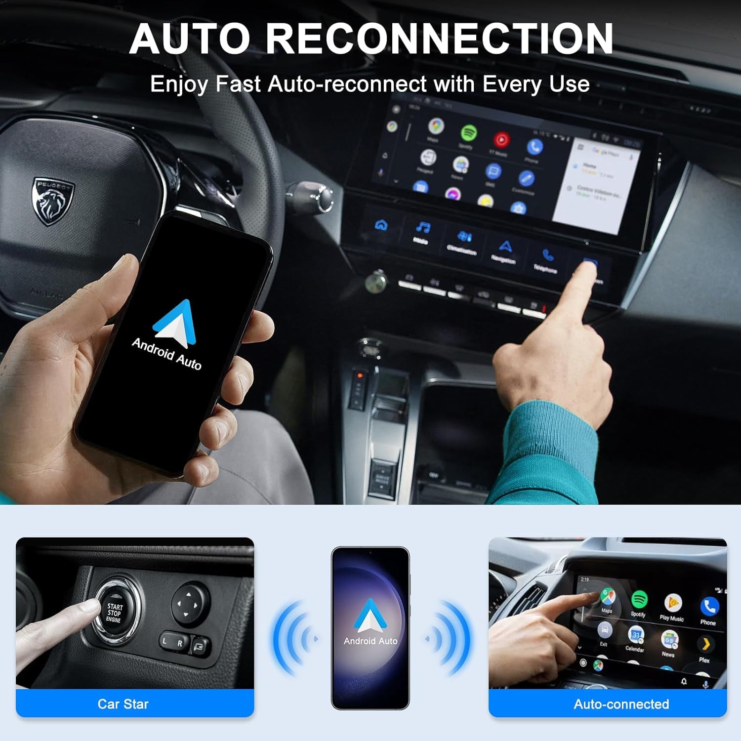 Android Auto Wireless Adapter for Wired Android Auto Cars | Converts Wired to Wireless, Easy Setup Plug & Play, Seamless Connection, Stable and Fast