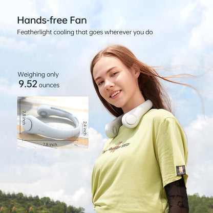 Portable Neck Fan, Bladeless Rechargeable with 3 Speeds, Travel Cooling Fan with Powerful Wind, Gifts for Men/Women/Kids - Grey