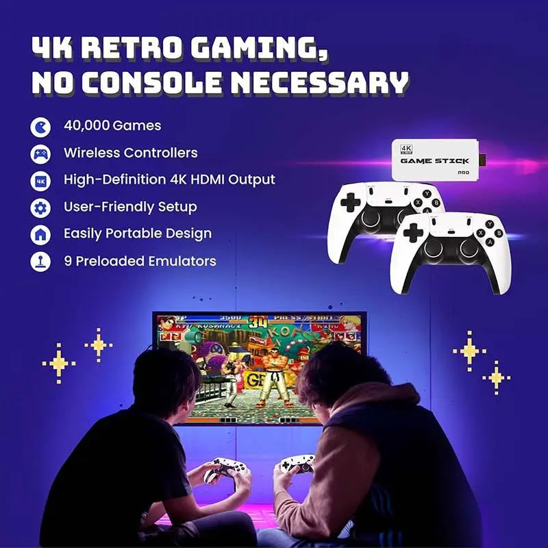 2026 Upgraded Retro Family Home Game Console with Wireless Controller, Button-Equipped Gaming Product for Tv/Monitor, Digital Cable & Stick Included, All-Ages Summerwins Gaming Console
