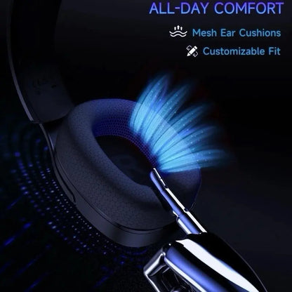 Captain 700 Pro Wireless Gaming Headset for PS5, PC, Xbox,Bluetooth 5.3 Headphones with Noise-Canceling Mic, 3D Surround Sound, RGB Light,White