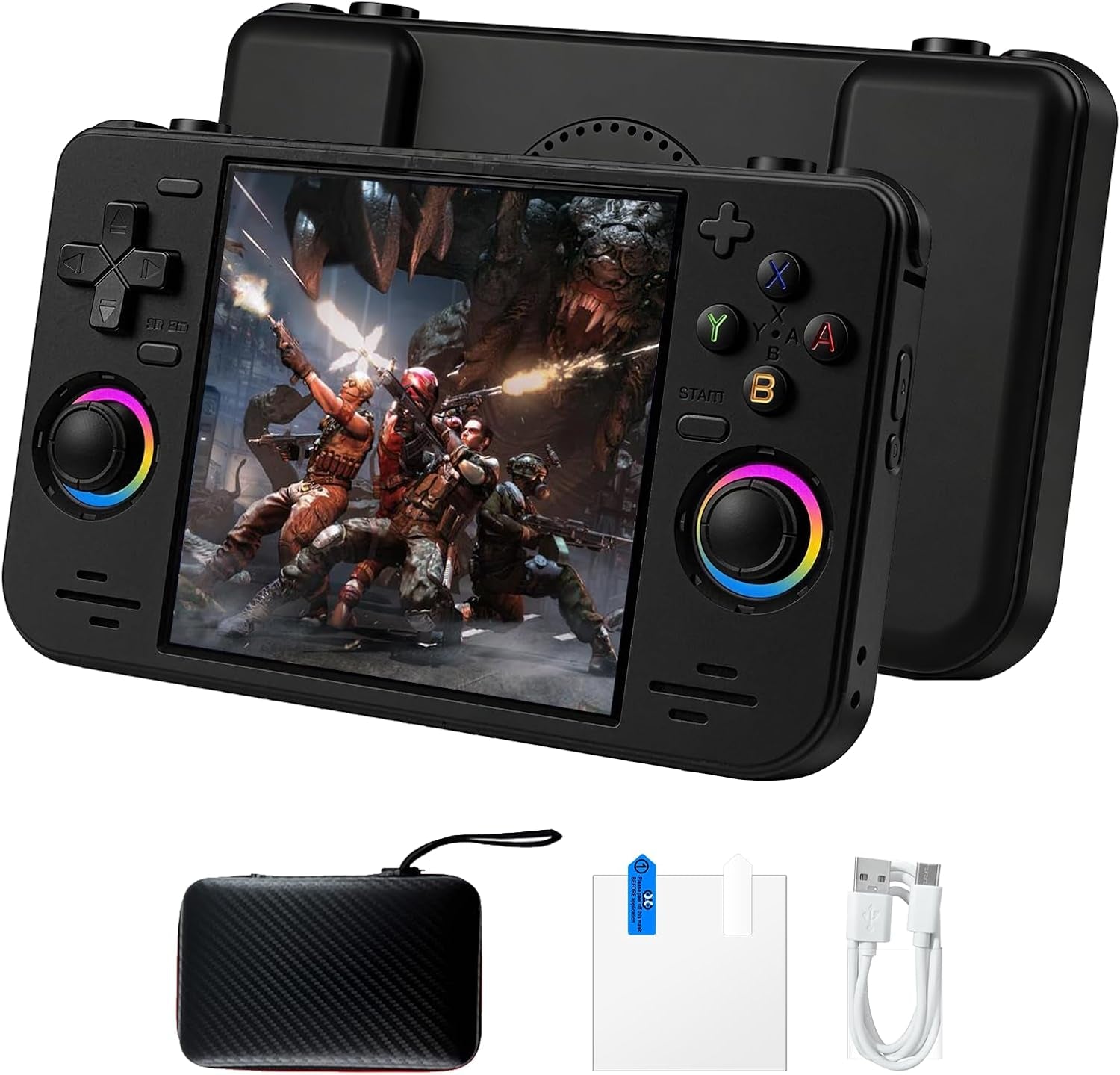 RF40H Retro Handheld Game Console, 4.0 Inch 720X720 IPS Screen, Built-In 18,000+ Classic Game, Portable Hand Held Open Source Linux System, 4000Mah Battery Retro Gaming Console (Black 64GB) (Balck)