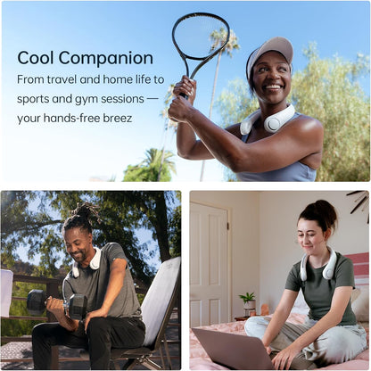 Portable Neck Fan, Bladeless Rechargeable with 3 Speeds, Travel Cooling Fan with Powerful Wind, Gifts for Men/Women/Kids - Grey
