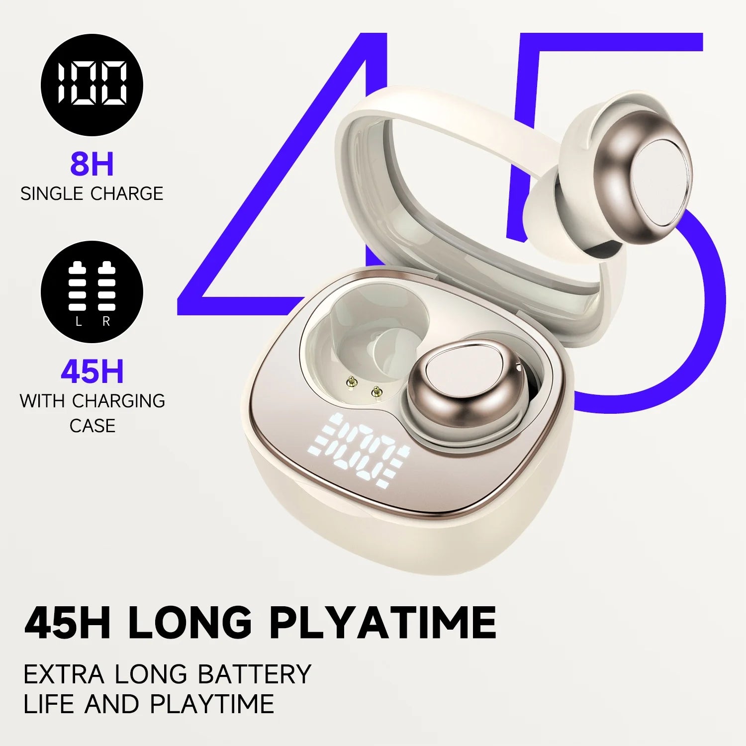 Sleep Earbuds, Bluetooth 5.4 Headphones, Ultra-Mini Wireless Earbuds for Side Sleepers, Hi-Fi Stereo 3D Bass Noise Cancelling Wireless Headphones, 53H Playtime with IP7 Waterproof LED Ear Buds, USB C