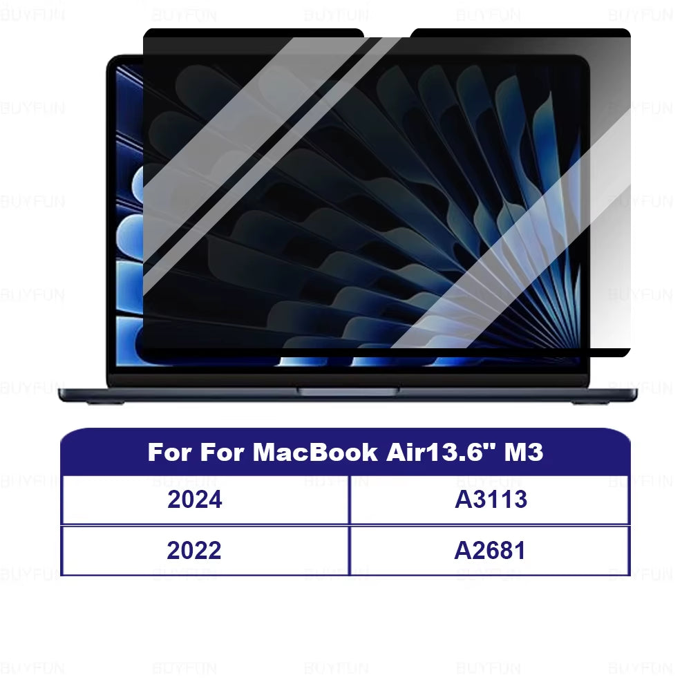 M1 M2 M3 Removable Magnetic Privacy Screen Protector for Macbook Pro Air 13 13.6 14 15.3 16.2 Inch Anti-Spy/Peep Laptop Filter