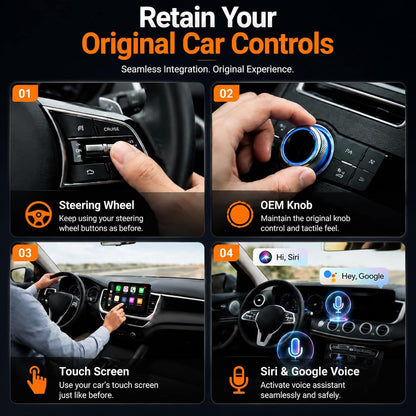 2-In-1 Wireless Carplay Adapter & Android Auto Adapter, USB-C Dongle | Converts Factory Wired Systems to Wireless with Easy Setup, Auto Reconnect, Stable Signal, and Tidy Cable-Free Driving
