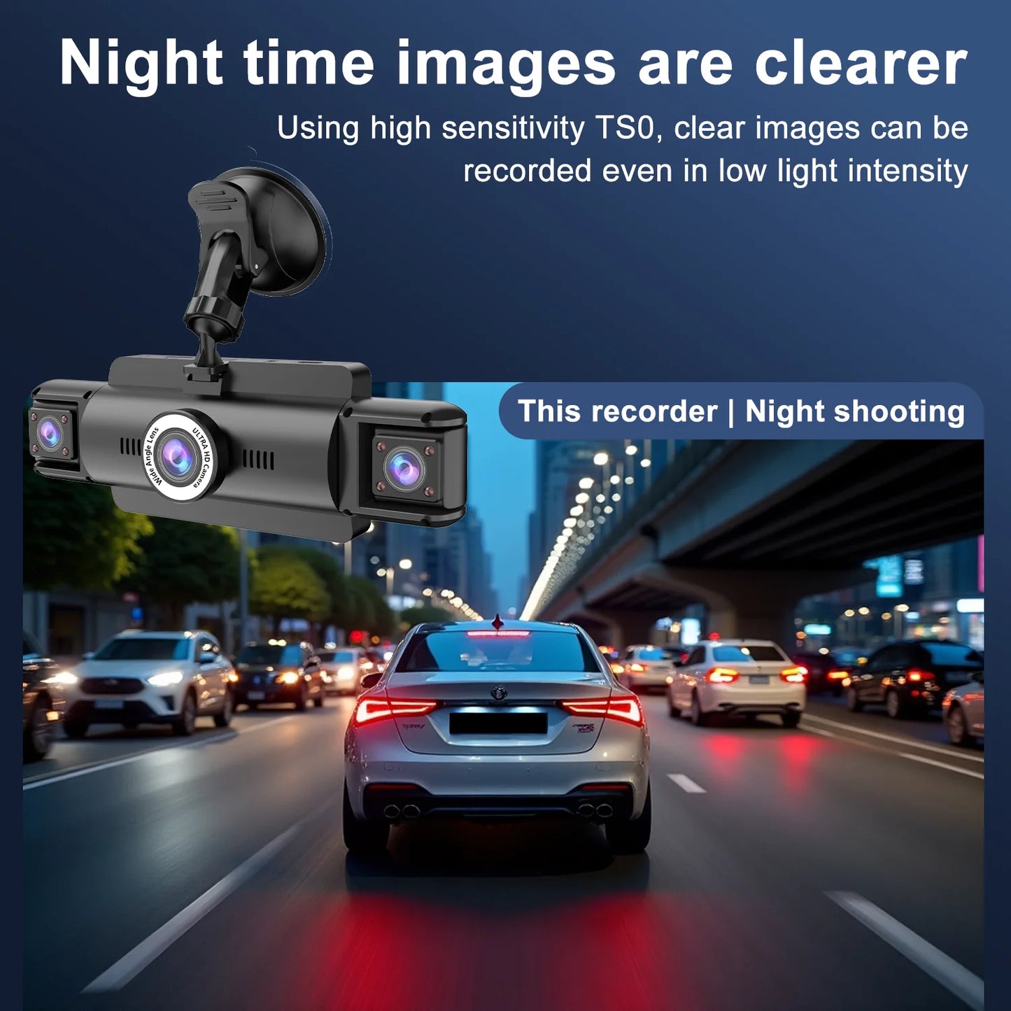 4 Channel Dash Cam,4K 360 Full View Front Rear Left Right Car Camera, 2.4Ghz Wifi App, Night Vision, G-Sensor, Loop Recording, 64GB Card
