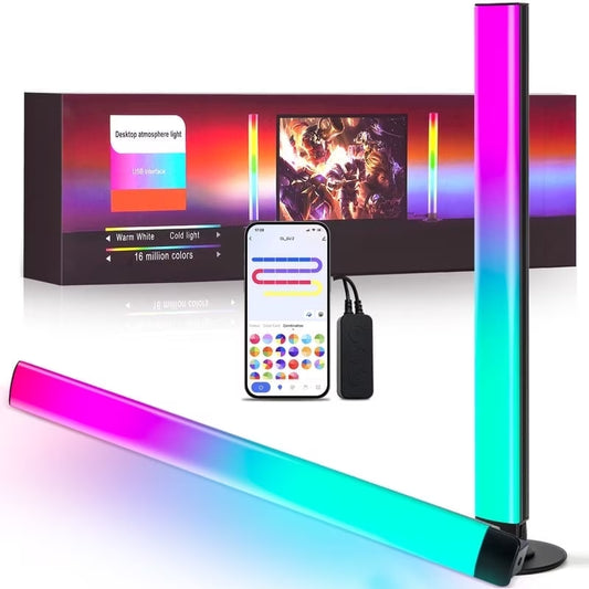 Smart LED Light Bars 2 Pack, 15" Portable TV Monitor Backlight, Gaming Ambient Lighting, RGBIC Color-Changing Mood Light, App & Voice Control, 44 Scene Modes, Music Sync, 16 Million Colors