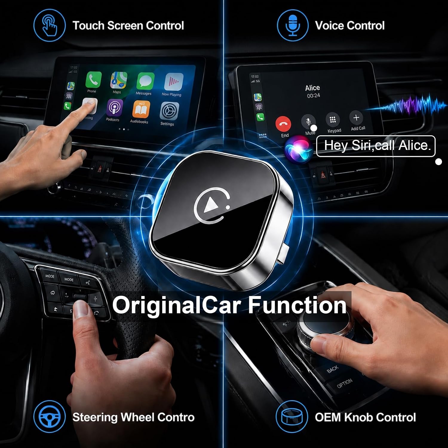 Wireless Carplay & Android Auto Adapter for Cars, Converts Wired Carplay to Wireless, Fast Auto Connect, Plug and Play, Stable Bluetooth Wifi Connection for Iphone and Android