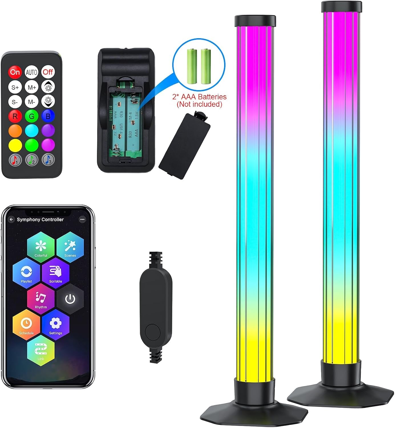 360° Smart Light Bar, RGB Light Bars, Crystal Ambient Mood Light, Backlight | 16 Million Colors 213 Preset & 8 Scene Modes, Music Sound Sync, 3 Modes Control RGB & IC Light Bar for Tv/Monitor/Gaming/Room