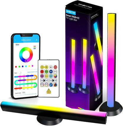 Smart LED Light Bar,Rgbicww TV Light Bars for Room,Gaming,Black | Remote and App Control,Color Changing,Timing,14 Inches TV Backlights with Scene and Music Modes,Multiple Placement Options