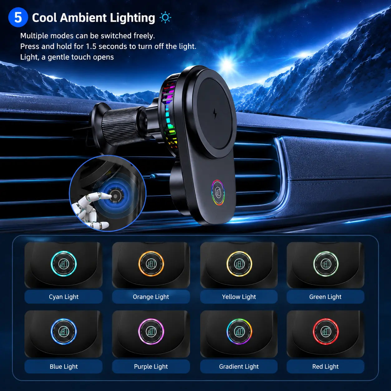 Car-Mounted Rotatable Charging Stand with Air Cooling System, 15W Fast Wireless Car Charger, Suitable for Iphone 17 16 15 14 13 Pro Max plus Mini, Air Vent Car Phone Holder Charger