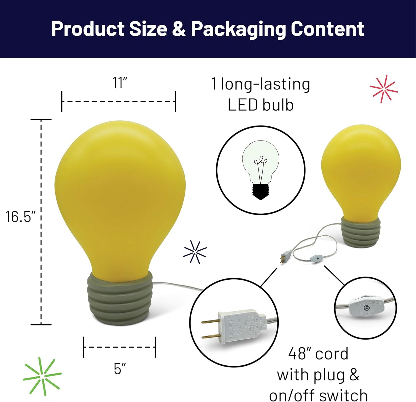 16.5-Inch Lightbulb Novelty Light – LED Lighted Novelty Blow Mold Lamp – Fun, Quirky Decoration for Kitchen or Party Display