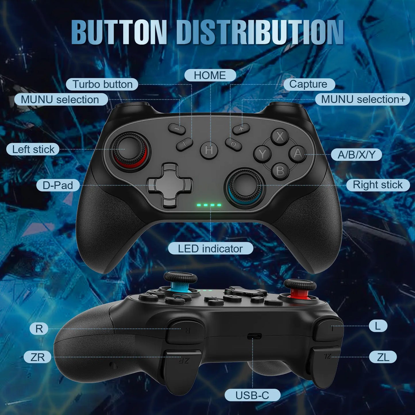 2-Pack Wireless Controller for Nintendo Switch, Switch 2/1 Lite/Oled/Pc/Android/Ios, Dual Vibration, Screenshot, Bluetooth, Turbo, 2 Pack, Enhanced Gaming Experience, Long Battery Life