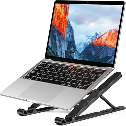 LS01 Pro Ergonomic Laptop Stand, Plastic Laptop Riser, Portable and Adjustable Notebook Computer Holder Compatible with 10-14" Laptops (Black)