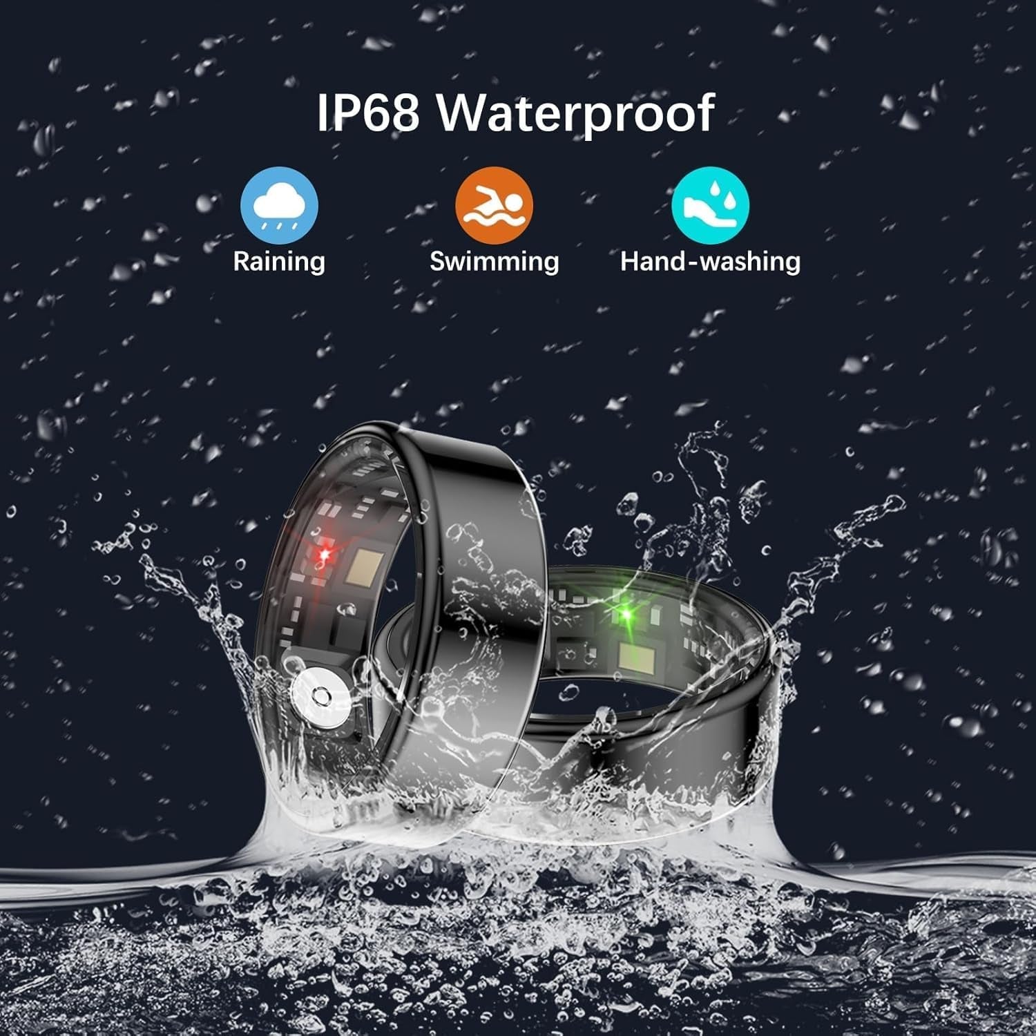 Smart Rings for Women Men, Fitness Ring with Heart Rate, Blood Oxygen, HRV, Stress, Sleep Tracker, Step Tracker, No Subscription Fee, Lp68 Waterproof Smart Ring for Iphone & Android (Black 13#)