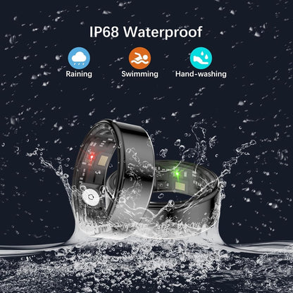 Smart Rings for Women Men, Fitness Ring with Heart Rate, Blood Oxygen, HRV, Stress, Sleep Tracker, Step Tracker, No Subscription Fee, Lp68 Waterproof Smart Ring for Iphone & Android (Black 13#)