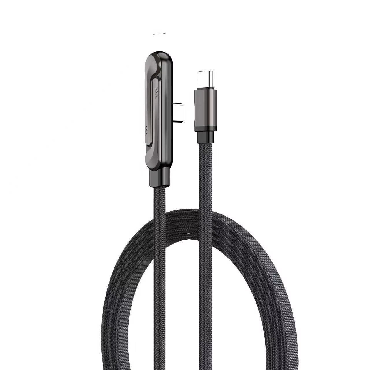 240W Type-C to Type C Cable Elbow Fast Charging Data Cable Foldable Stand Phone Holder for Iphone 17/16/15 for Samsung Charger