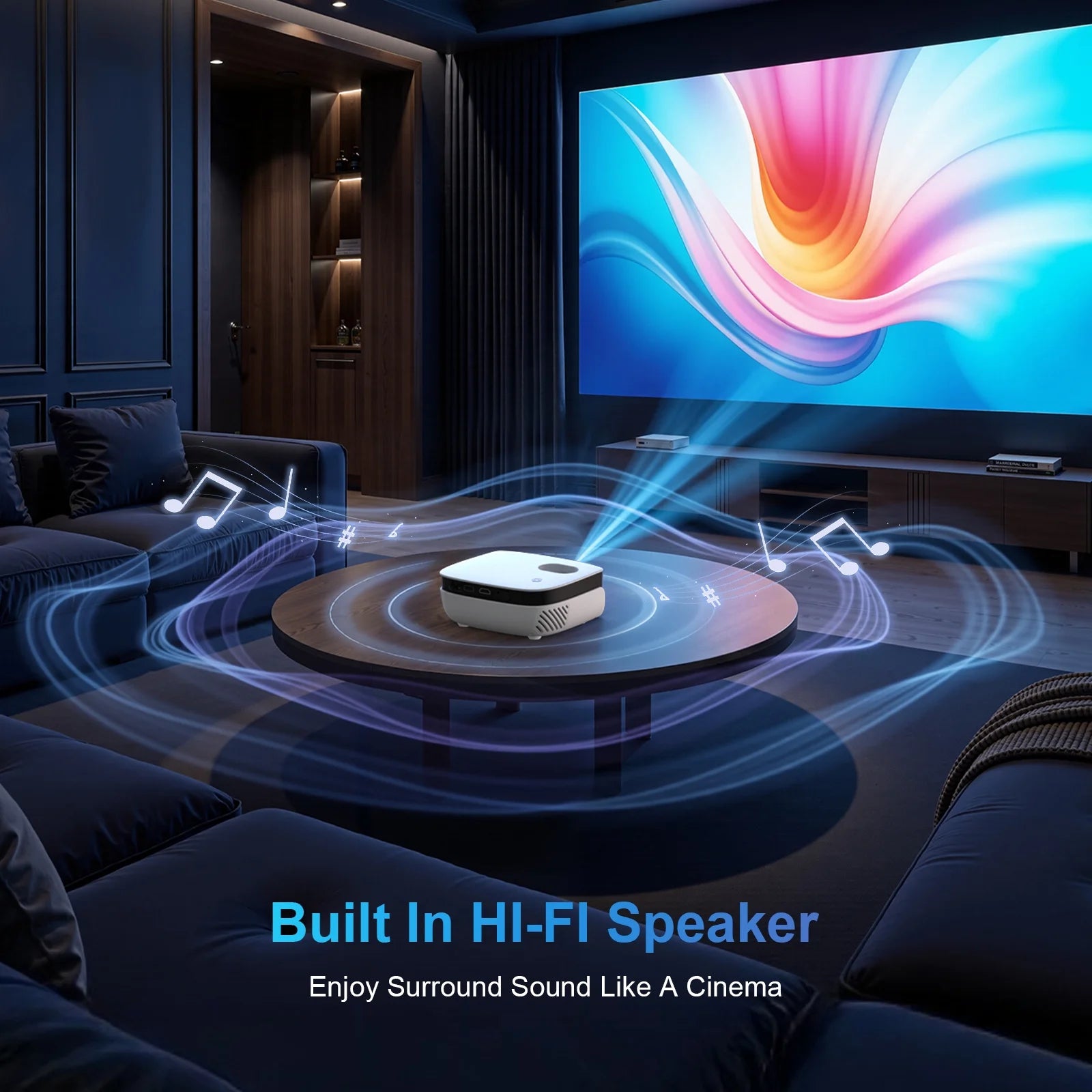 1080P Mini Projector with Bluetooth, Outdoor Movie Projector with Keystone Correction, up to 240'' Screen, Compatible with HDMI, TV Stick, Phone, PS5, USB for Home Theater & Gaming