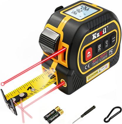 Laser Tape Measure 4-In-1 Tape Measure with Laser 196Ft/16Ft Fractional | Laser Measuring Tool with Backlit LCD, Magnetic Hook & Base - Area/Volume, for Woodworking & DIY