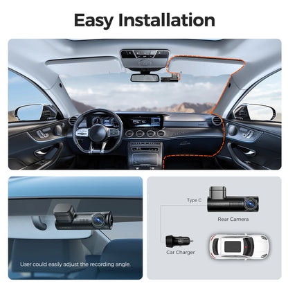 Car Dash Camera D500 4K UHD Wifi GPS Night Vision 150 Wide Angle 1-Pack