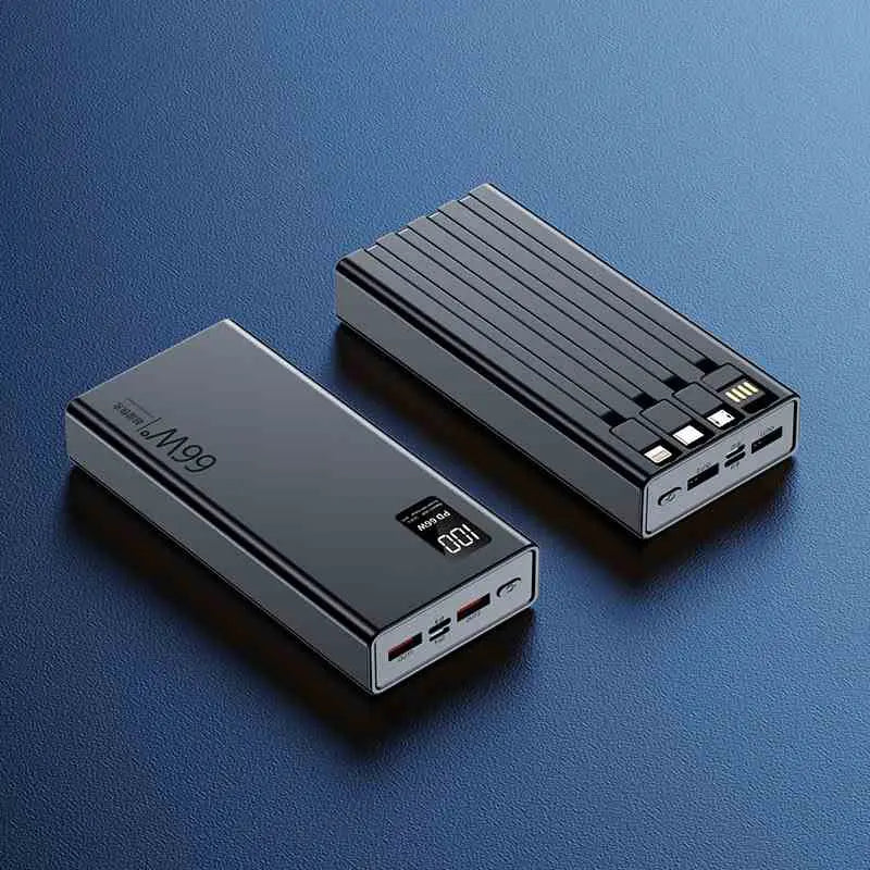 20000Mah 66W Fast Charging Power Bank PD 20W Portable Charger for Iphone Samsung Android - Black