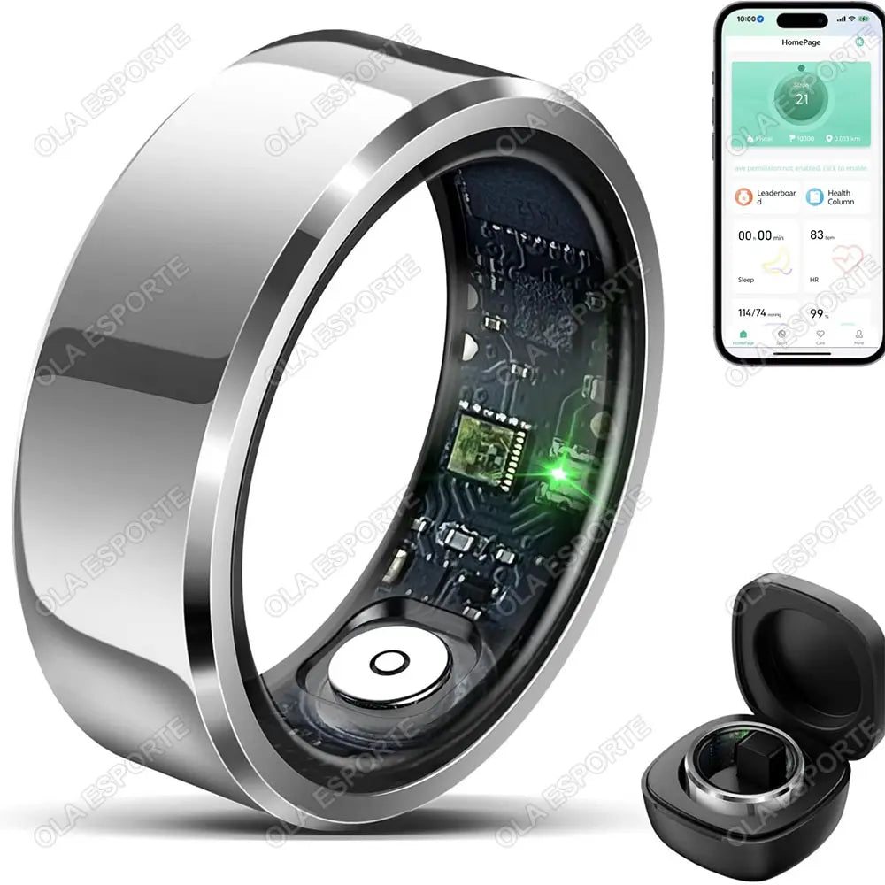 Men Women Smart Health Ring, IP68 Waterproof Heart Rate Blood Pressure Sleep Tracker