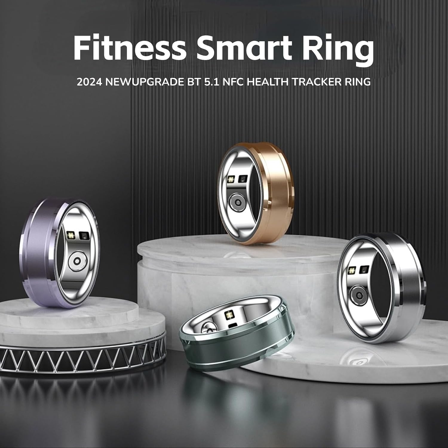 Smart Health Ring Tracker BT 5.1 Sleep Monitor Body Temperature Step Counter IP68 Waterproof Fitness Ring for Men Women