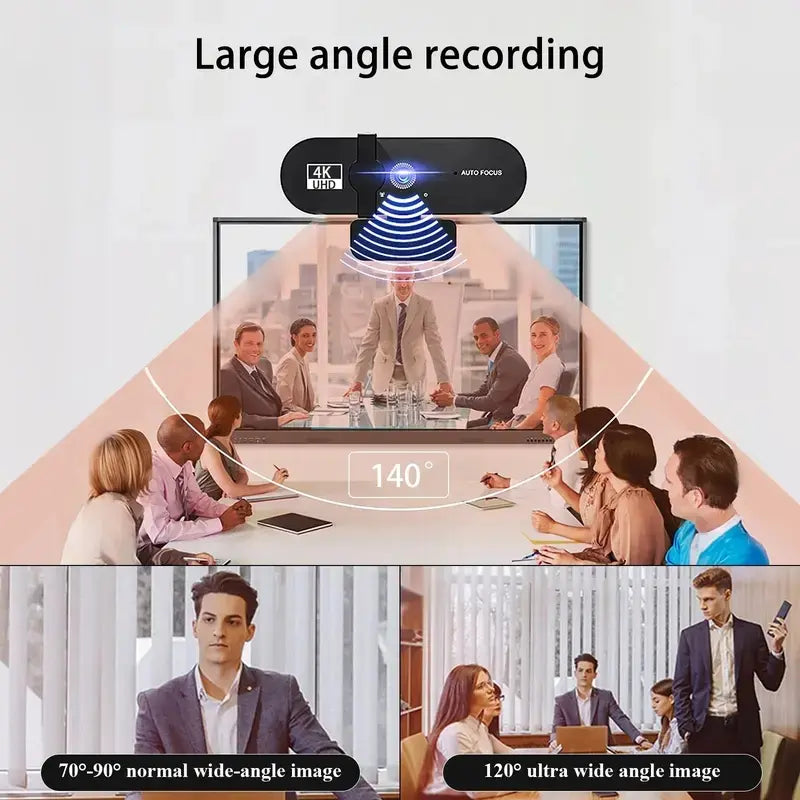 4K Webcam (Choose 1080P/4K) – Noise-Canceling Mics, Wide-Angle Lens, Privacy Cover, Autofocus USB Camera for Pc/Laptop Gaming, Streaming, Zoom/Skype, HDR, Low-Light Correction, Plug & Play, USB Computer Webcam, Live Streaming Gadget, Gaming Items