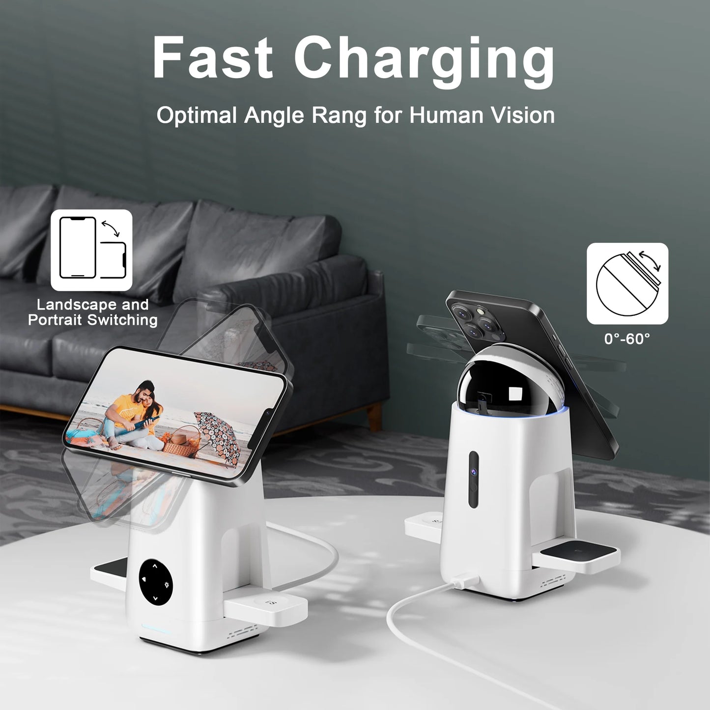 Foldable Qi2 15W Wireless Charger,3 in 1 Charging Station Compatible with Magsafe for Iphone12-16 Series & Samsung S6-S25 Series,Airpods4/3/2/Pro/Pro2 & Galaxy Buds Series,Apple Watch Ultra/Se