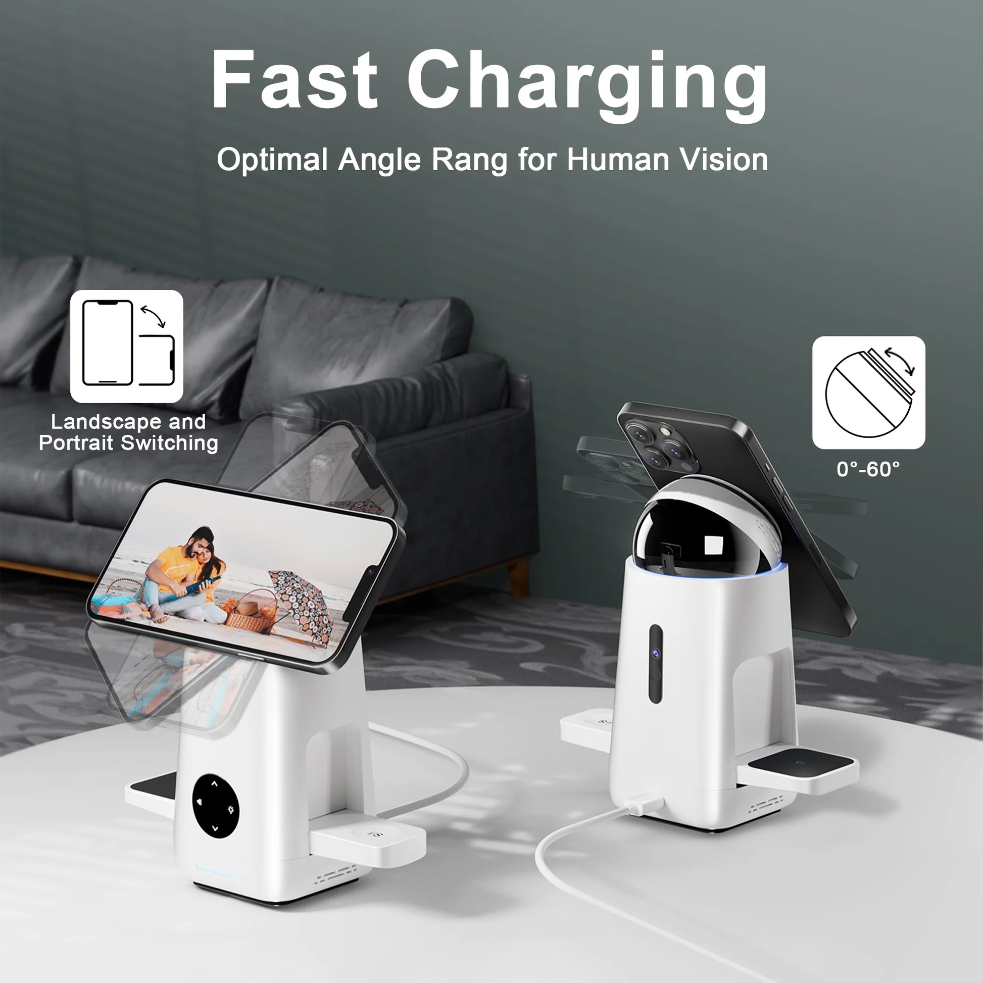 Foldable Qi2 15W Wireless Charger,3 in 1 Charging Station Compatible with Magsafe for Iphone12-16 Series & Samsung S6-S25 Series,Airpods4/3/2/Pro/Pro2 & Galaxy Buds Series,Apple Watch Ultra/Se