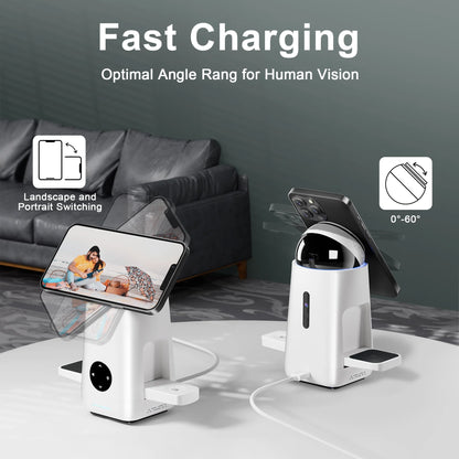 Foldable Qi2 15W Wireless Charger,3 in 1 Charging Station Compatible with Magsafe for Iphone12-16 Series & Samsung S6-S25 Series,Airpods4/3/2/Pro/Pro2 & Galaxy Buds Series,Apple Watch Ultra/Se