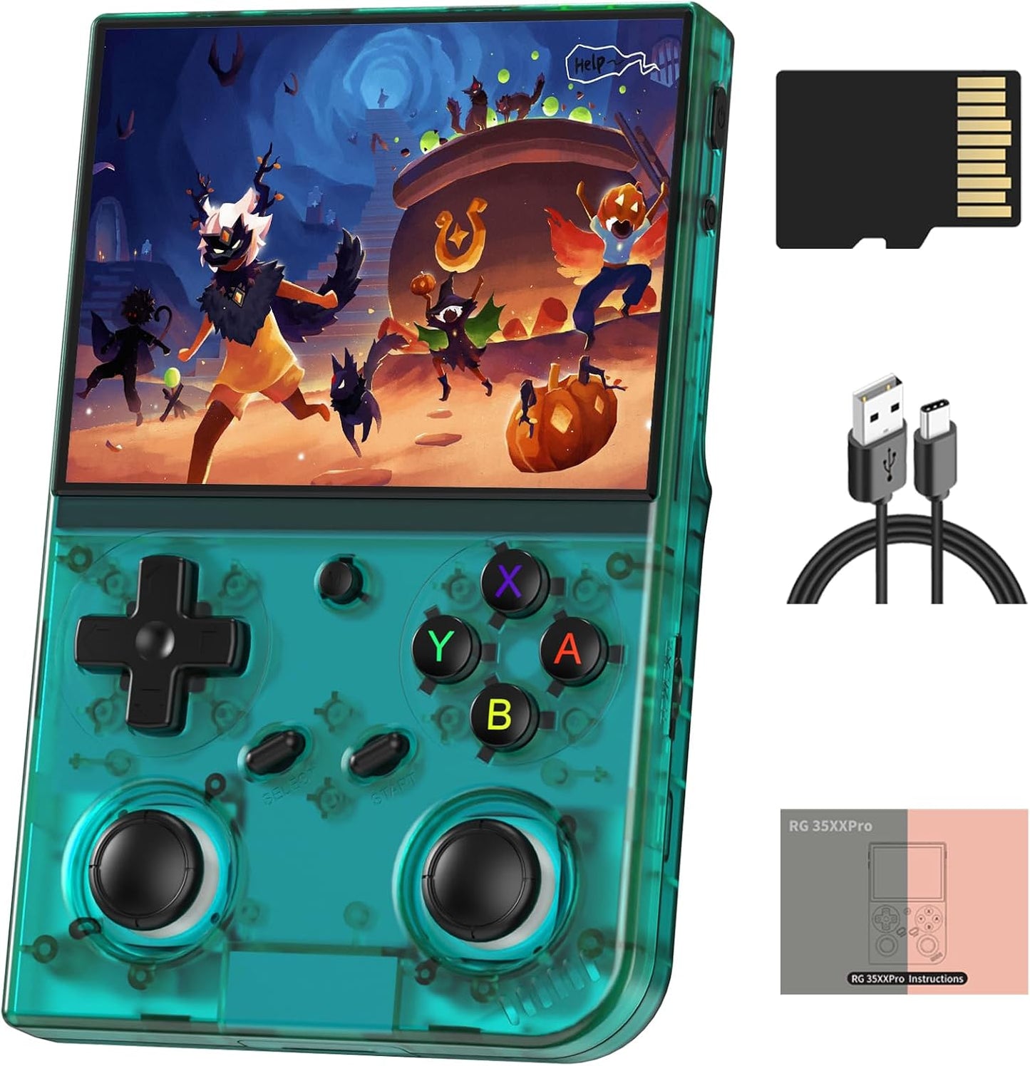 Anbernic RG35XX Pro Retro Handheld Game Console, 3.5" IPS OCA Screen, Linux System, 64GB, Wifi Bluetooth, HDMI Output, 7H Battery, Ideal for Travel Commute Home Outdoor Rg35Xxpro Teal T