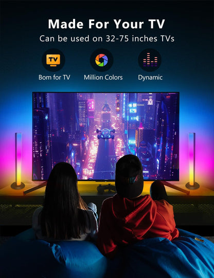 Smart LED Light Bar,Rgbicww TV Light Bars for Room,Gaming,Black | Remote and App Control,Color Changing,Timing,14 Inches TV Backlights with Scene and Music Modes,Multiple Placement Options