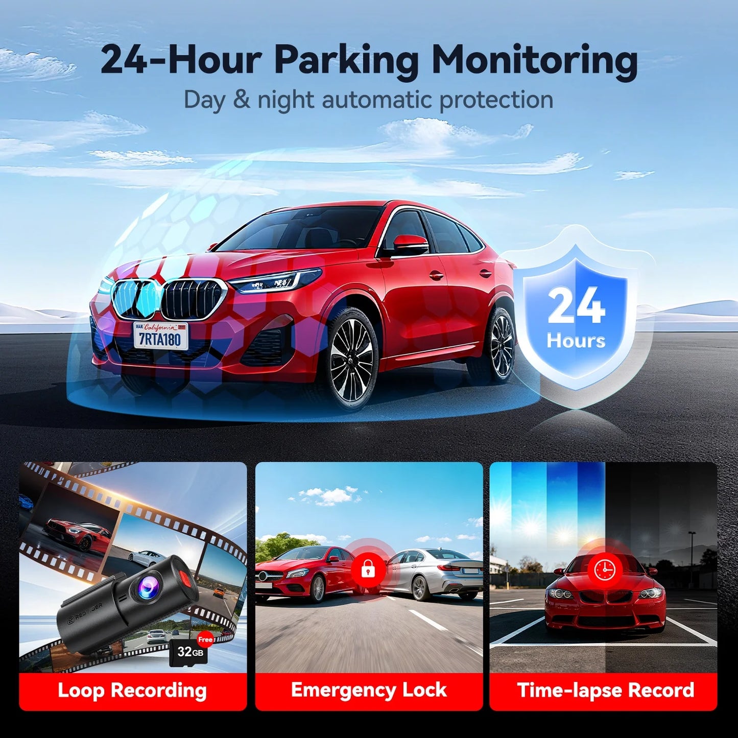 4K Dash Cam with Wifi & APP Control, Compact Mini Car Camera,Super Night Vision, G-Sensor, 24H Parking Mode, Loop Recording