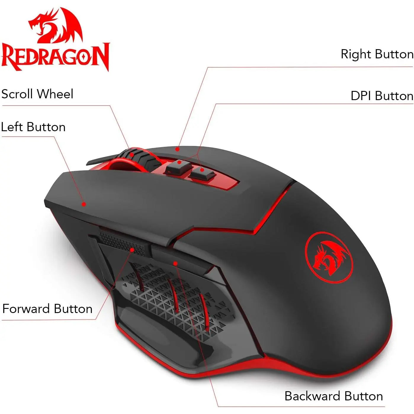 Redragon M690-1 Wireless Gaming Mouse - Black, 8 Buttons (2 Side Buttons), 2400 DPI with DPI Shifting, Ergonomic Design, PC Accessories, Computer Peripherals, Cool Gifts for Guys, Boy Gifts, Gamer Stuff