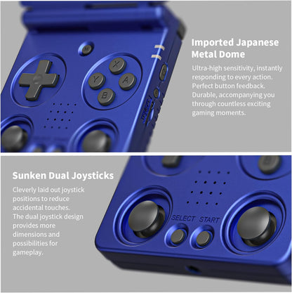 Anbernic RG34XXSP Retro Handheld Game Console Linux 3.4 Inch IPS Screen 720*480 5000+ Classic Games 64G Card RG 34XXSP 3300Mah Battery Compatible with Wifi HDMI Bluetooth Blue