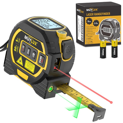 3-In-1 Laser Tape Measure, Digital Tape Measure with Laser Distance Measuring Tool, LCD Display, Electronic Measuring Tape for Home, Construction and Engineering, Laserpower<1Mw